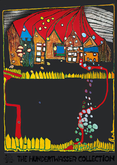 Houses in the Snow by Friedensreich Hundertwasser